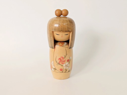 Poupée Kokeshi japonaise du milieu du siècle | Bois peint à la main | 1950s Folk Art