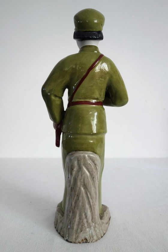 Image 1 of Chinese Porcelain Biscuit Soldier Figurine Statue - Cultural Revolution #2