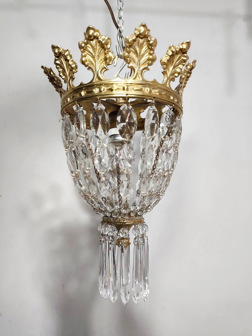 Lampada da soffitto in cristallo. Spagna, anni '50.