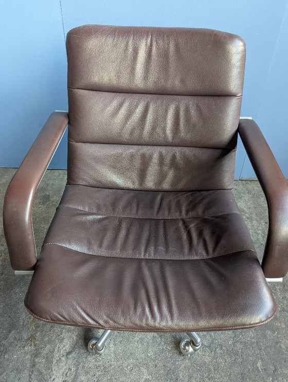 Midcentury Artifort 'Channel' Office chair -Geoffrey Harcourt – Leather, Metal (photo 9 of 12)