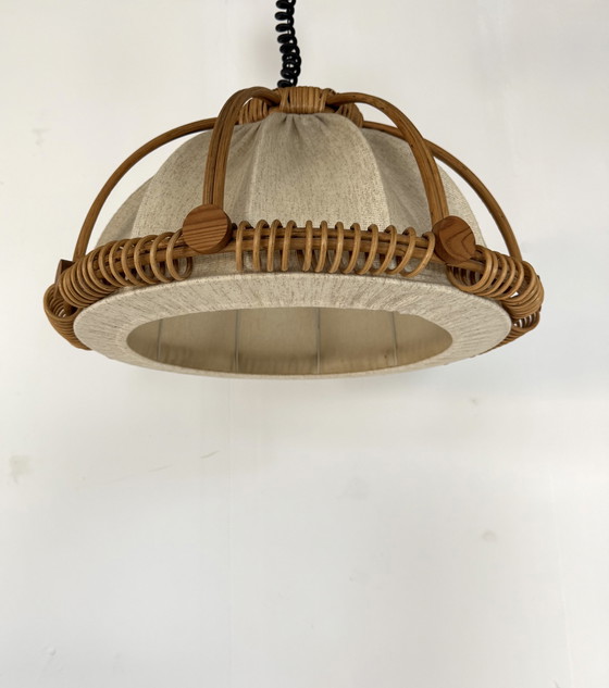 Image 1 of Suspension vintage en rotin des années 60