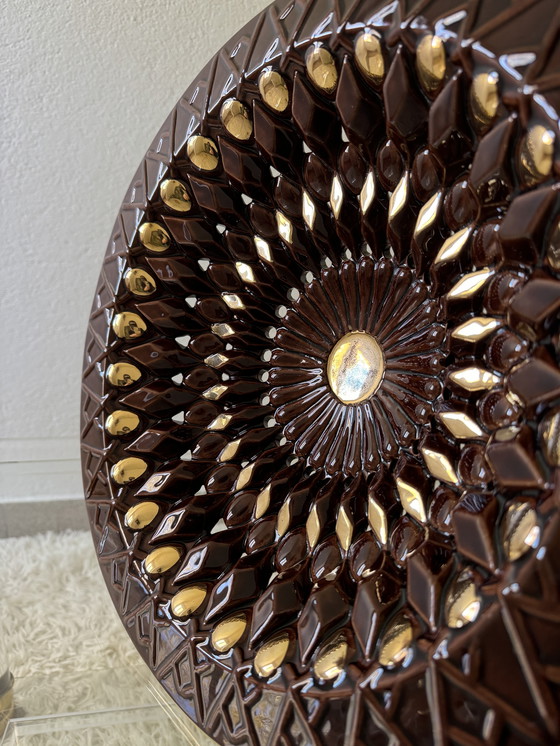 Image 1 of Large openwork ceramic dish Vallauris 60s