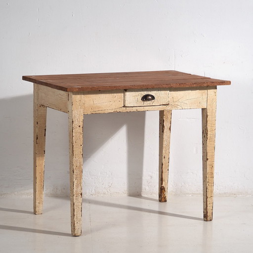 Mesa de madera maciza blanca antigua (c.1920) #8