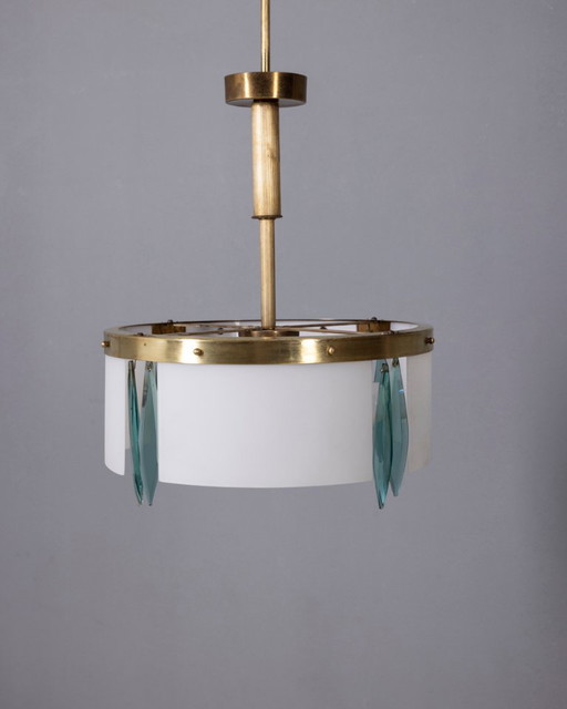 Vintage 1950s Italian Design Chandelier in Blue Glass and Crystal – kroonluchters (photo 2 of 15)