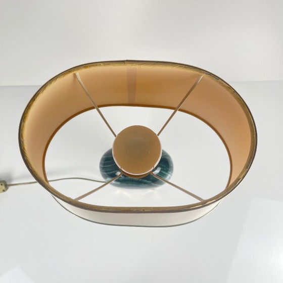 Image 1 of Lampada da tavolo della Maison Le Dauphin in ottone e malachite verde imitazione, 1980