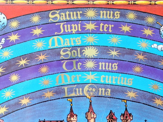 Image 1 of Vintage blikken doos met Duitse dierenriem | Hemels decor uit de jaren 60