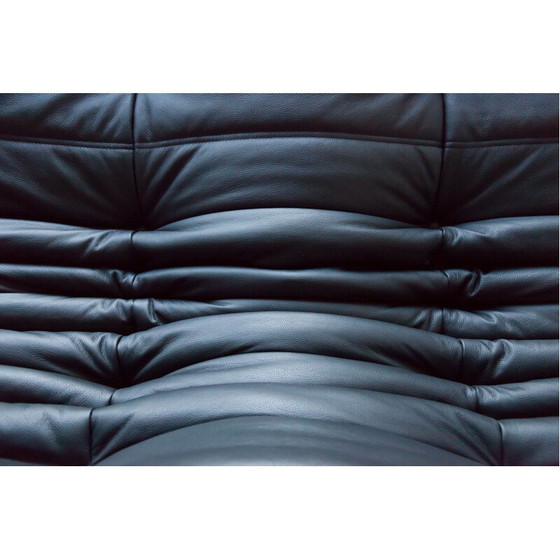 Image 1 of Ensemble salon vintage Togo en cuir noir par M. Ducaroy pour Ligne Roset, France 1970