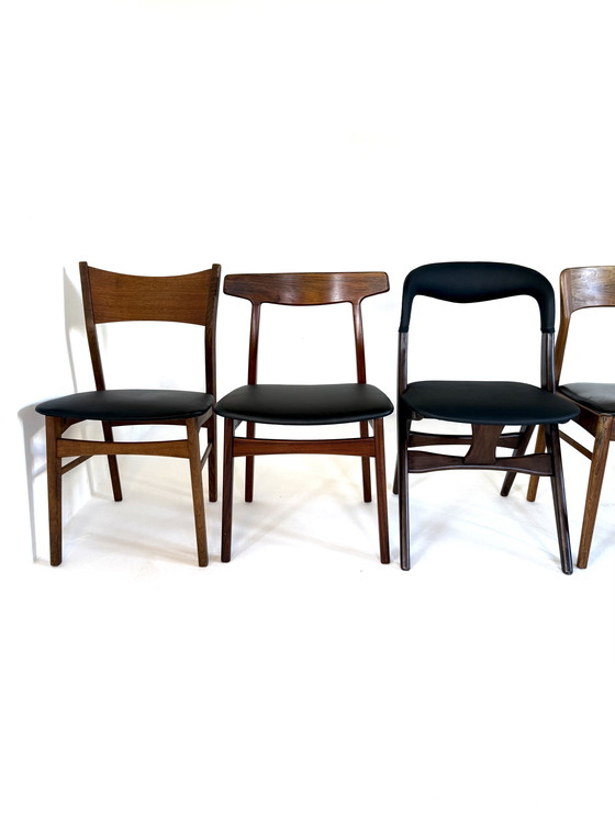 Image 1 of Set di 8 sedie da pranzo danesi componibili, anni '60