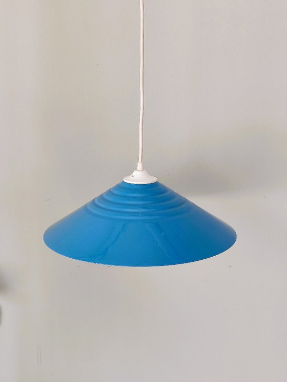 Image 1 of Blue lacquered metal pendant light