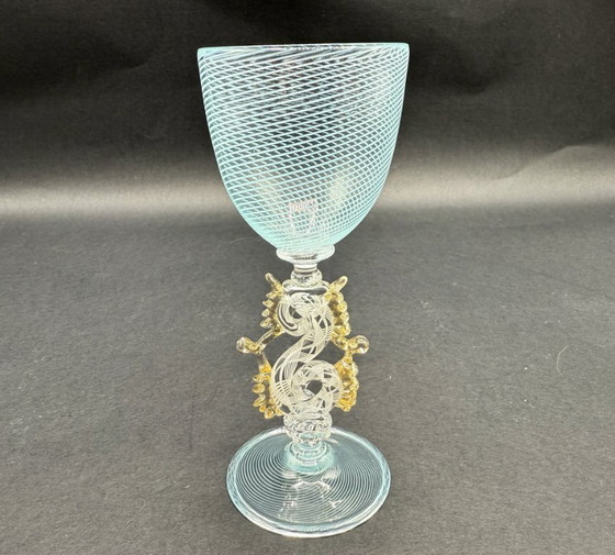 Image 1 of Murano – Calice Veneziano in Vetro Artistico con Filigrana a Spirale