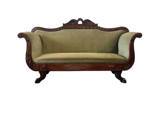 Image 1 of Poltrona/divano/due posti vintage in stile barocco verde