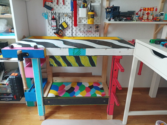 Hand Painted Crafting Bench – Paintings & Drawings, Wood (photo 4 of 8)