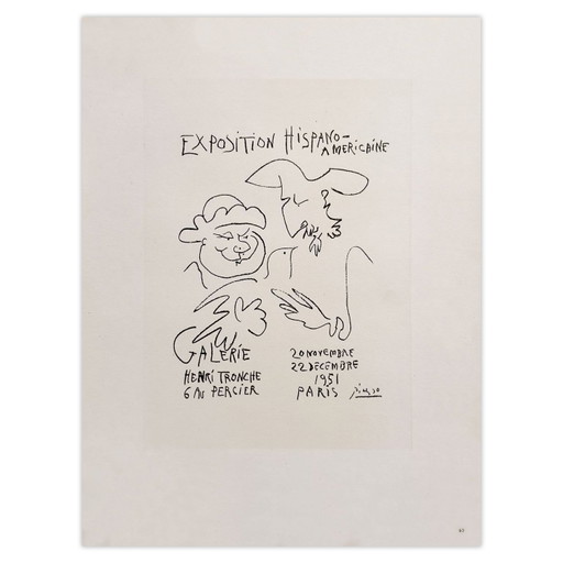 Pablo PICASSO AF 1951 - Exposition Hispano-Américaine III poster 1959