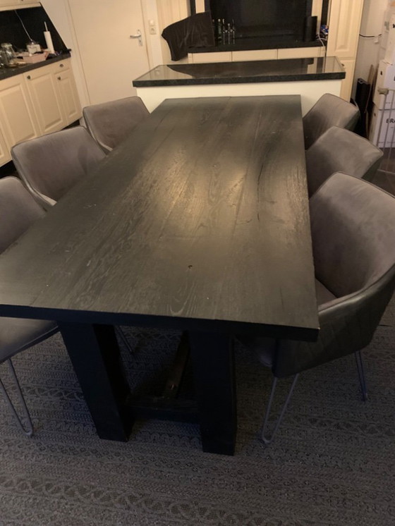 Image 1 of Stylish Black Oak Dining Table XL