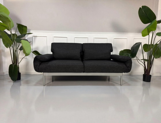 Image 1 of Rolf Benz Plura 380 Sofá Stoff Grau Schwarz + Hocker Schlaffunktion