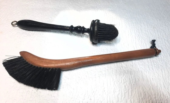 Image 1 of (W020) Magnifique miroir de couloir ancien avec brosses à vêtements et inscription – vers 1930-1950