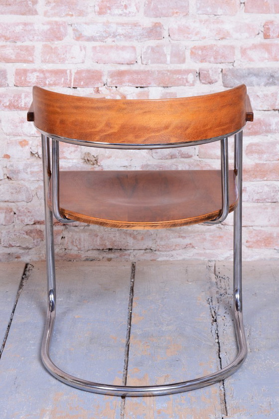 Restored Bauhaus Armchair, by H. Gottwald, Beech, Walnut, Chrome, Czech, 1930s – Hynek Gottwald, Wood (photo 7 of 12)