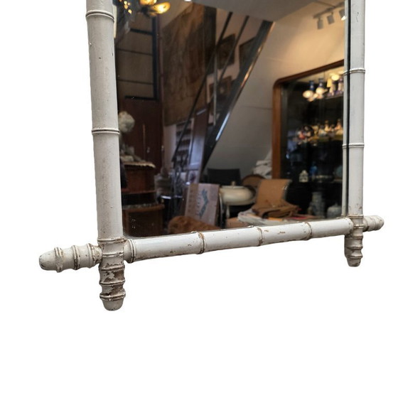 Image 1 of Specchio vintage bianco effetto bambù