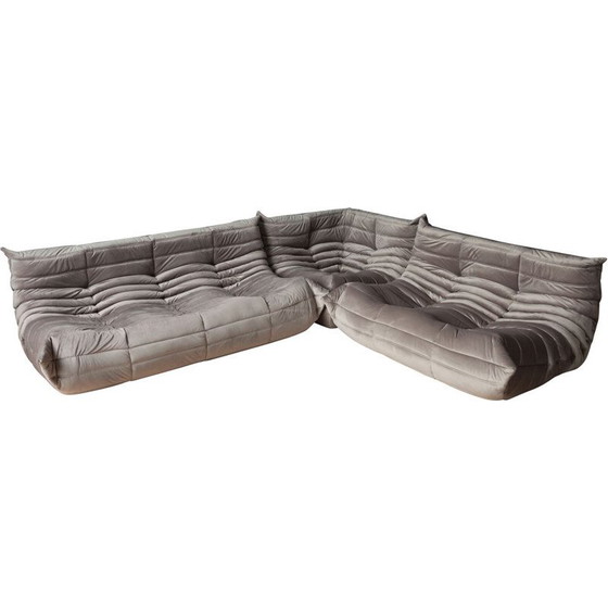 Image 1 of Ensemble salon vintage Togo en velours gris par Michel Ducaroy pour Ligne Roset, France 1970