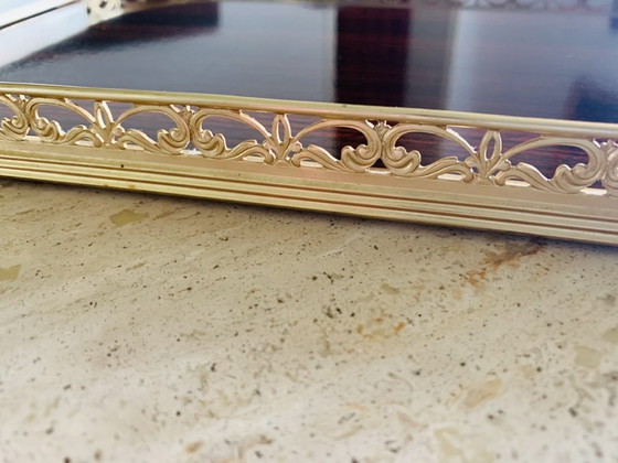 Image 1 of Vintage Italian Formica and Gilted Brass Serving Tray, 1950s