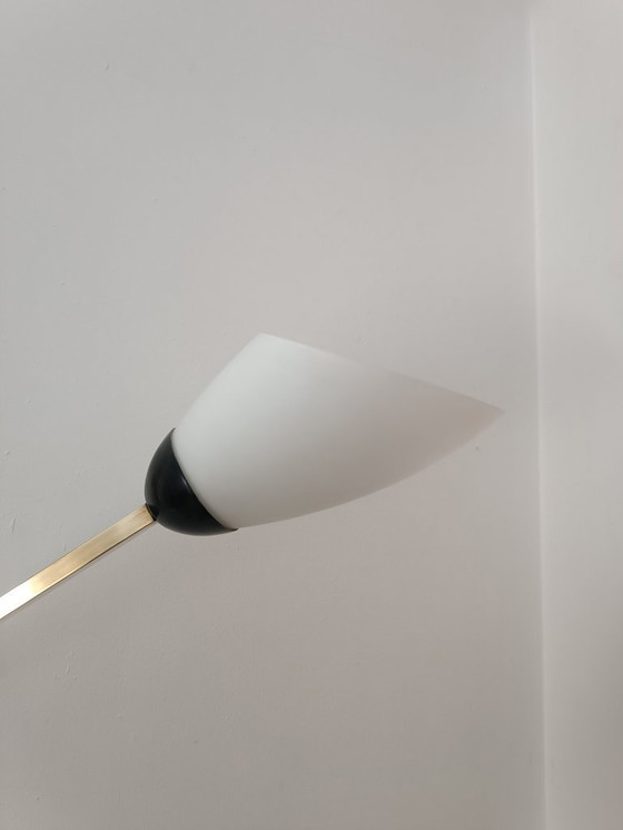 Image 1 of Important brass and opaline glass wall sconce, 1960s