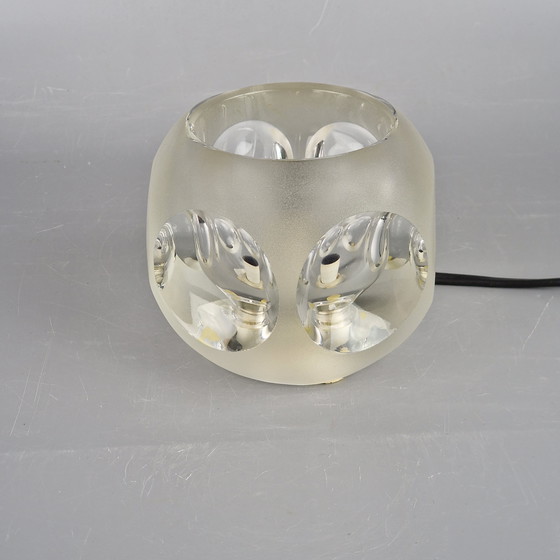 Image 1 of A Vintage Peill & Putzler Table Lamp: Hexagon/Square Lamp Of Clear Glass, Germany 1970s