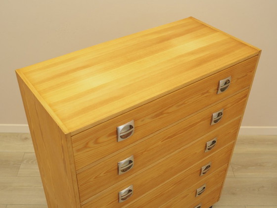 Danish pine veneer chest of drawers with six drawers, 1970s, Wood, Yellow (photo 6 of 11)