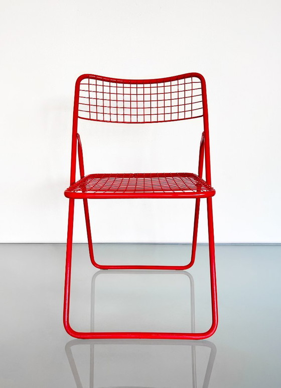 Chaise vintage IKEA rouge Niels Gammelgaard Ted Net des années 80 – Chaises pliantes, Metal (photo 8 of 10)