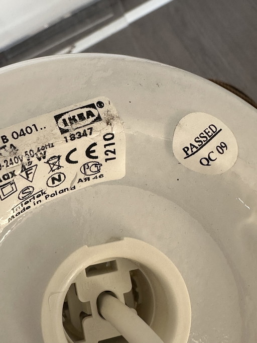 vintage witte IKEA Lykta champignon tafellamp van handgemaakt lampe opaalglas