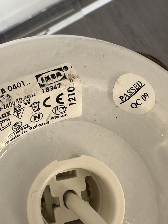 Image 1 of vintage witte IKEA Lykta mushroom tafellamp van handgemaakt opaalglas lamp