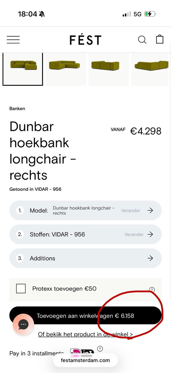 FEST Amsterdam Dunbar Corner sofa Right Longchair – Vidar Moss 956 – Wool (photo 3 of 5)