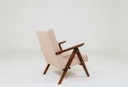 Fauteuil moderne rose poudré bouclé Zig Zag