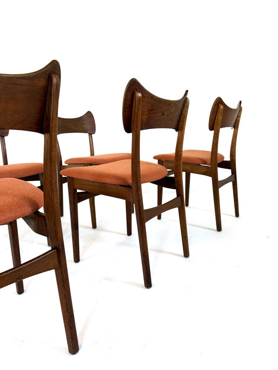 Image 1 of 6 chaises de salle à manger danoises en teck restaurées, années 60