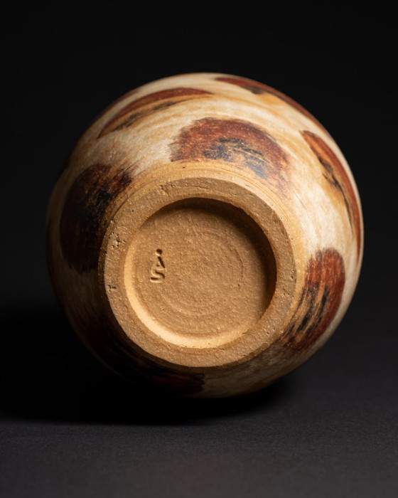 Image 1 of Artisan Ceramic Vase Signed ÅS Scandinavian Studio Pottery Late 20th Century