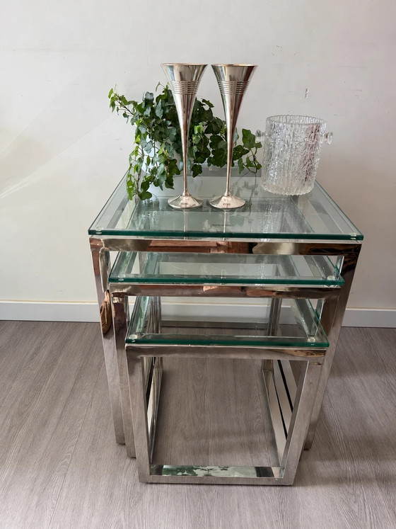 Chrome Mimi set mid-century Scandinavisch design bijzettafels – Salontafels, Metal, Scandinavian (photo 7 of 8)