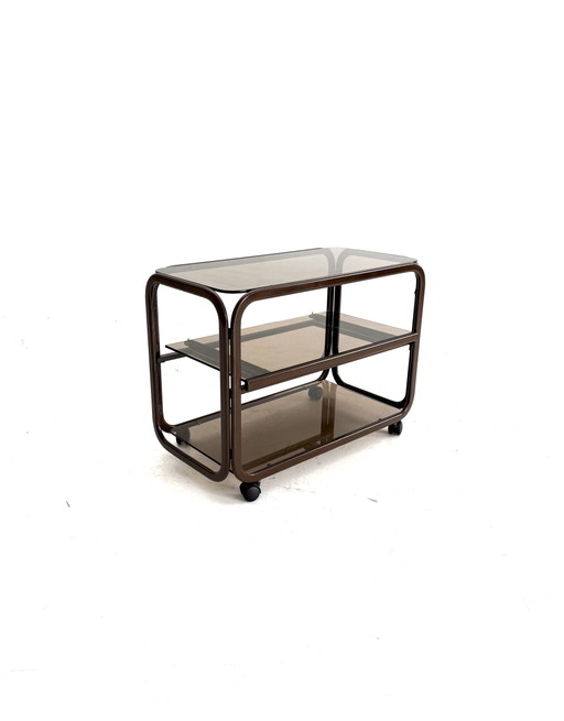 Vintage Smoked Glass & Metal Audio Furniture ‘80s – consoles