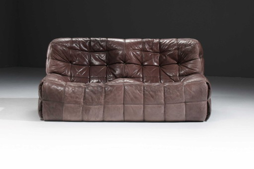 Vintage leather Kashima Sofa 1982 by Michel Ducaroy for Ligne Roset France