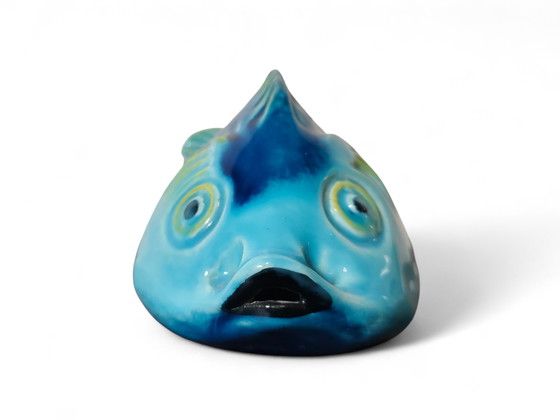 Image 1 of Tirelire Bitossi Rimini Blu Fish – Céramique italienne du milieu du XXe siècle par Aldo Londi