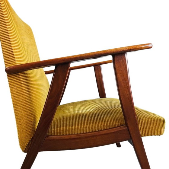 Image 1 of Vintage mid-century Scandinavian armchair teak ochre yellow 1960's