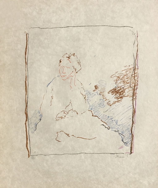 Marko CELEBONOVIC L'attente Litografia firmata 1975