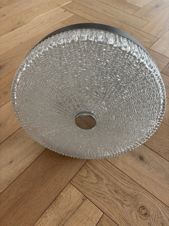 Kaiser Leuchten Mid-Century Pressed Glass Pendant Lamp, Germany, 1960s (photo 8 of 15)