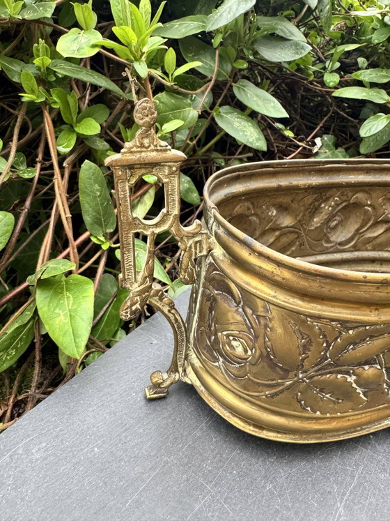 Grand cache pots en laiton Art Déco – Brass, Vintage (photo 7 of 10)