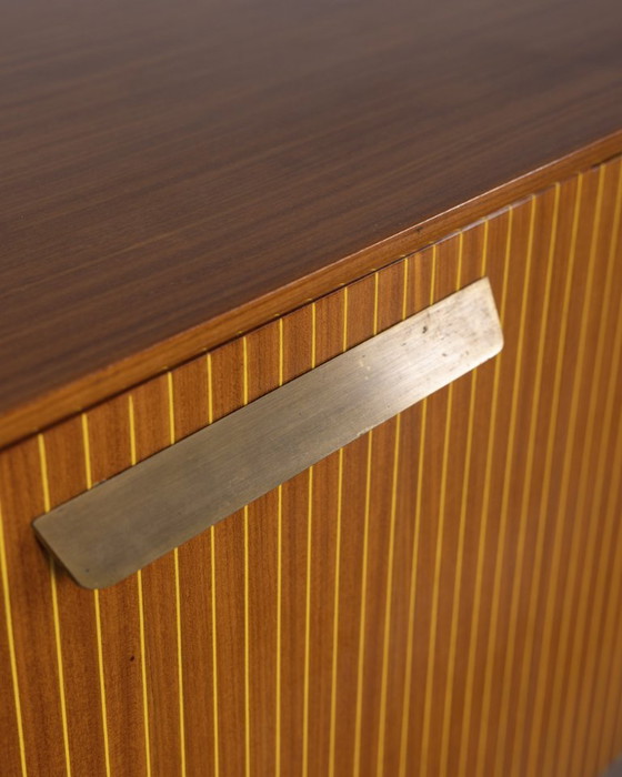 Image 1 of Credenza sideboard vintage anni 50 in legno e ottone dorato design Italiano