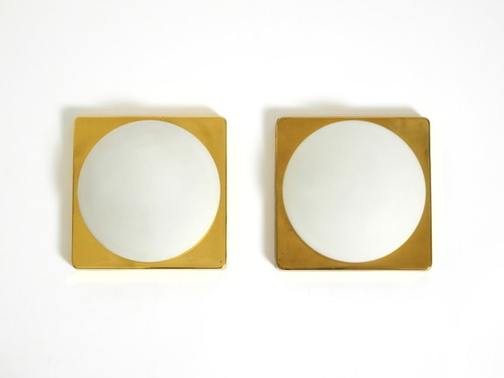Image 1 of Twee koperen wandlampen uit de jaren 70 van Rolf Krüger voor Heinz Neuhaus Leuchten