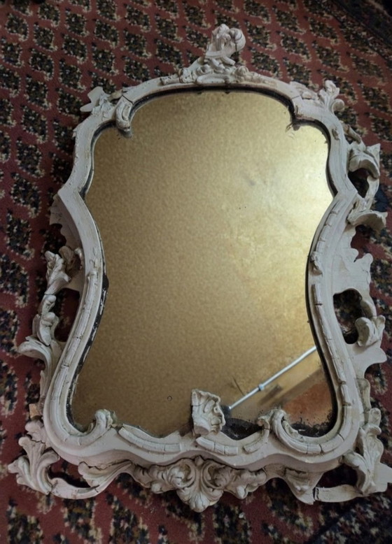 Specchio da parete vintage in stile barocco/rococò con cornice decorata in stile shabby chic. – Glass, Metal (photo 6 of 12)