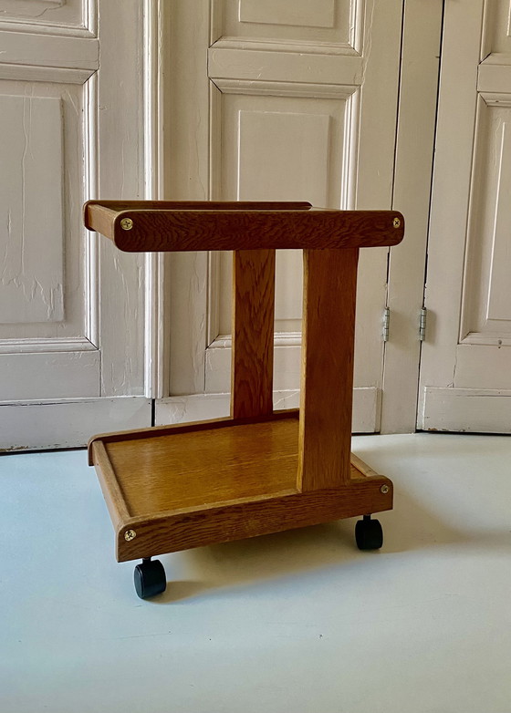 Image 1 of Carrello houten vintage della metà del secolo con wieltjes