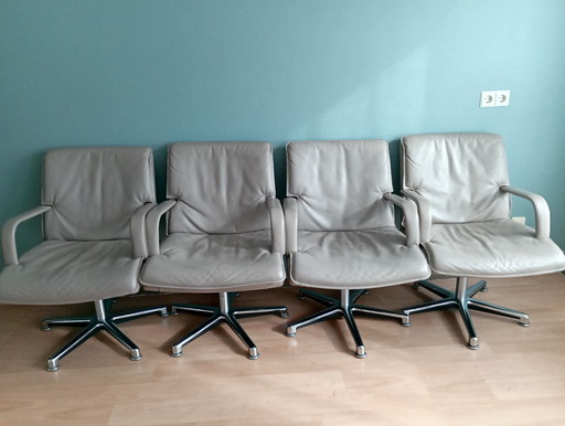 Ensemble de 4 fauteuils pivotants Walter Knoll – cuir – 2009