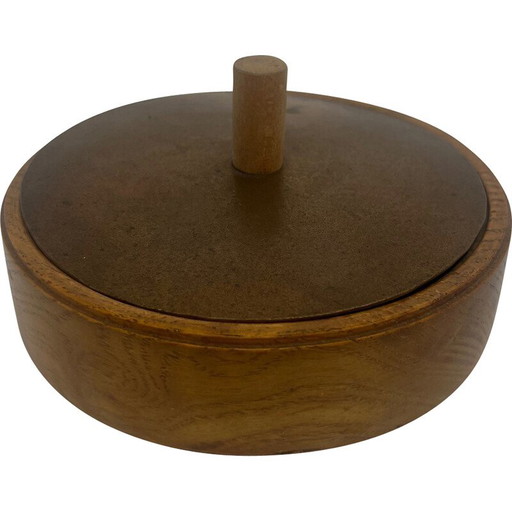 Scandinavische vintage doos met koperen deksel, 1950