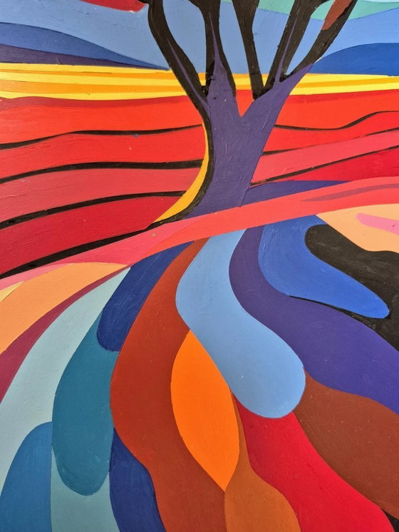 Image 1 of Dreamworld - Paesaggio colorato dipinto da Franklin van Dam (acrilico su MDF)