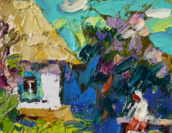 Image 1 of Original Oil Painting Summer Flowers Landscape When gardens bloom
